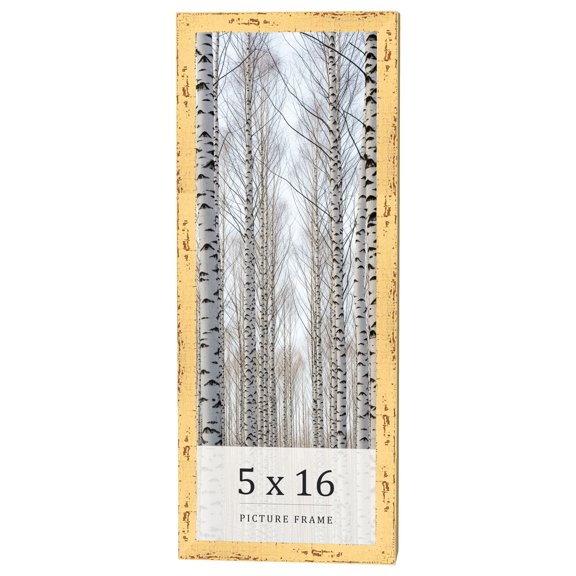 5x16 In Frame Yellow Real Wood Picture Frame Width 1.25 inches | Interior Frame Depth 0.5 inches |