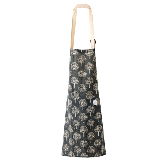 Delantal Soft Ajustable Capacidad de gran capacidad Cocinar BIBS Tree-Pattern Hornear Limpieza Hogar Delantales Para Mujeres Hombres Chef Trabajador Negro Guardurnaity HA010178-01