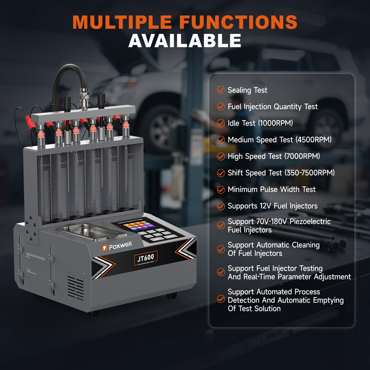 FOXWELL JT600 GDI Fuel Injector Cleaner Machine, 6-Cylinder Heated