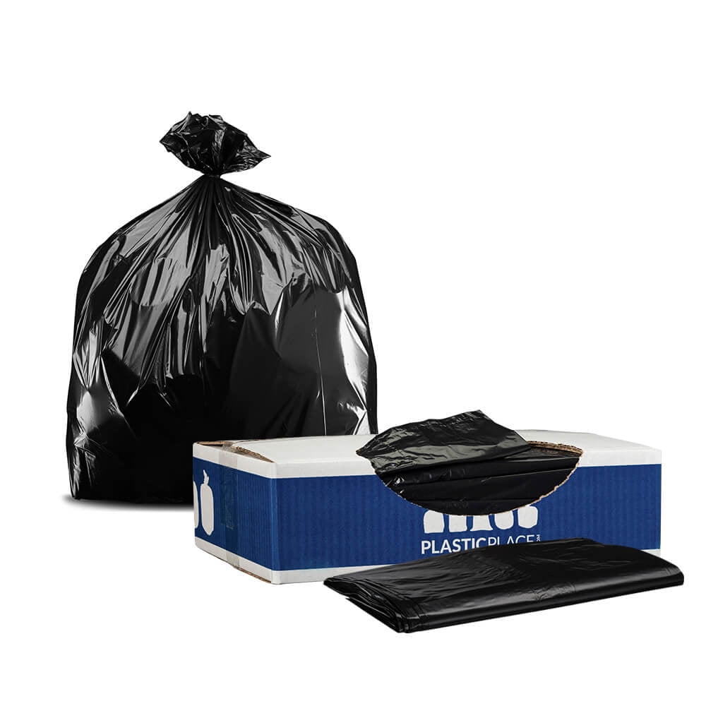Black Plasticplace 7-10 Gallon High Density Trash Bags case of 1000 bags 