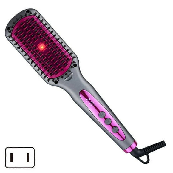 Infrared Hair Straightener Brush Ionic Straightening Brush Anti-Frizz Flat Iron Comb for All Hair Types 110-240V