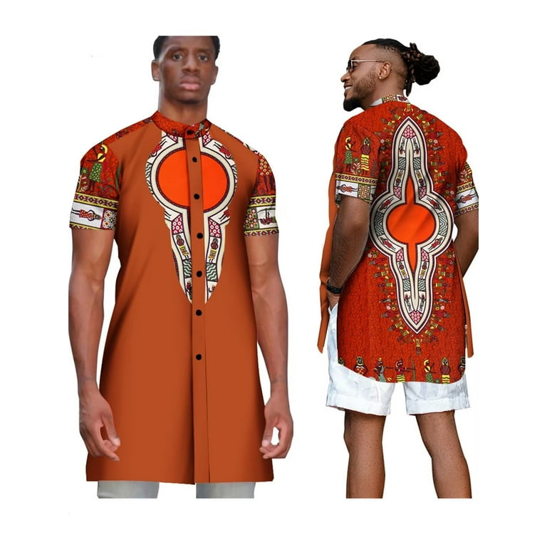 African Men Short Sleeve Shirt Stand Neck Party Clothing Tops Walmart