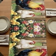 thumbnail image 5 of Retro Rooster 120 Inch Table Runner, Farmhouse Animals Watercolor Floral Farmhouse Dresser Scarf Cotton & Linen Tablerunner for Dining/Kitchen Island/Holiday Party Décor 13" x 120", 5 of 9