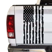 Distressed American Flag Truck Tailgate Vinyl Decal Compatible with Most Pickup Trucks USA Sticker Pickup Truck Car Sticker Rear Graphic (11" x 25", Black)