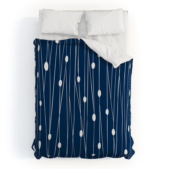 Society6 Heather Dutton Navy Entangled Duvet Cover Polyester Queen- 88" X 88"