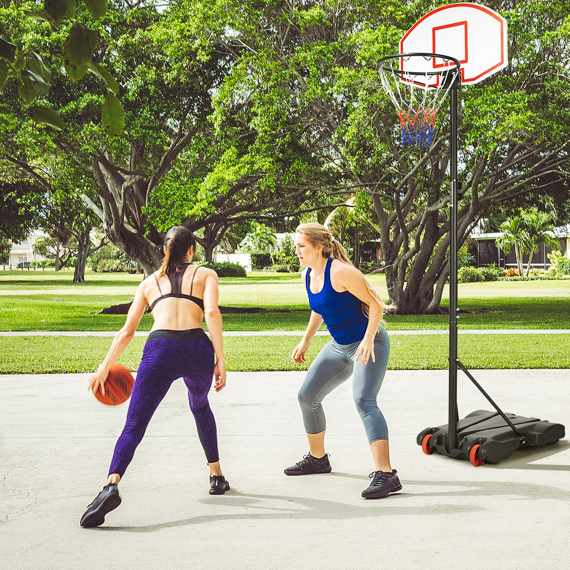 Costway Adjustable Basketball Hoop System Stand Kid Indoor Outdoor Net Goal W/ Wheels