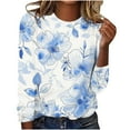 thumbnail image 1 of Jamicy Chandails en Molleton pour Femmes Mode Printemps 2025 Manches Longues Col Rond Imprimé Ample Décontracté Pull Tee Tops Vêtements d'Automne, 1 of 4