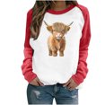 thumbnail image 2 of Fznquz Red Plus Size Sweatshirts Women Cute Casual Fall Winter Sweatshirt Long Sleeve Crewneck Funny Animal Print Pullover, 2 of 4