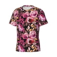 thumbnail image 5 of Vsdgher Rose Flowers Print Men's Dry Fit Mesh Athletic Shirts Moisture Wicking Tennis T-Shirt Tops, 5 of 9
