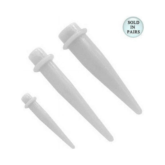 Pair of White Flexible Silicone Spike Ear Stretcher / Taper - 8 Gauge to 00G