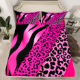 thumbnail image 2 of Homewish Chic Zebra Leopard Print Bed Sheets, Pink Wateroclor Art King Sheets, Modern Fashion Abstract Sheet Set, Luxury Bedroom Decor, 4pcs, 2 of 7