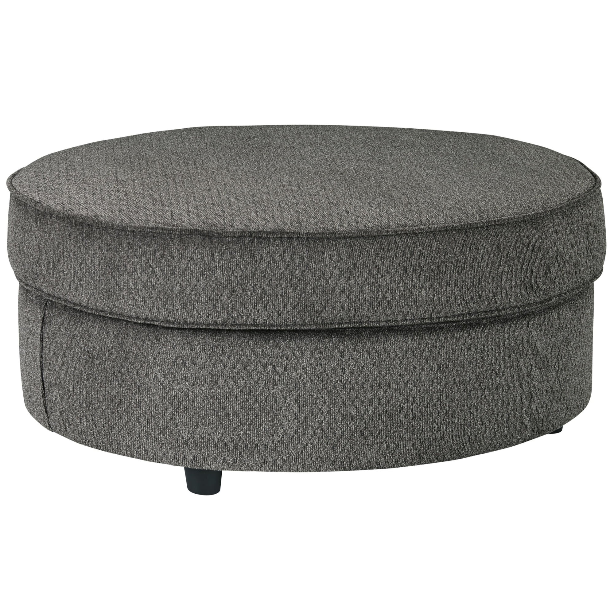 Oval Shaped Fabric Upholstered Ottoman with Tubular Legs, Gray