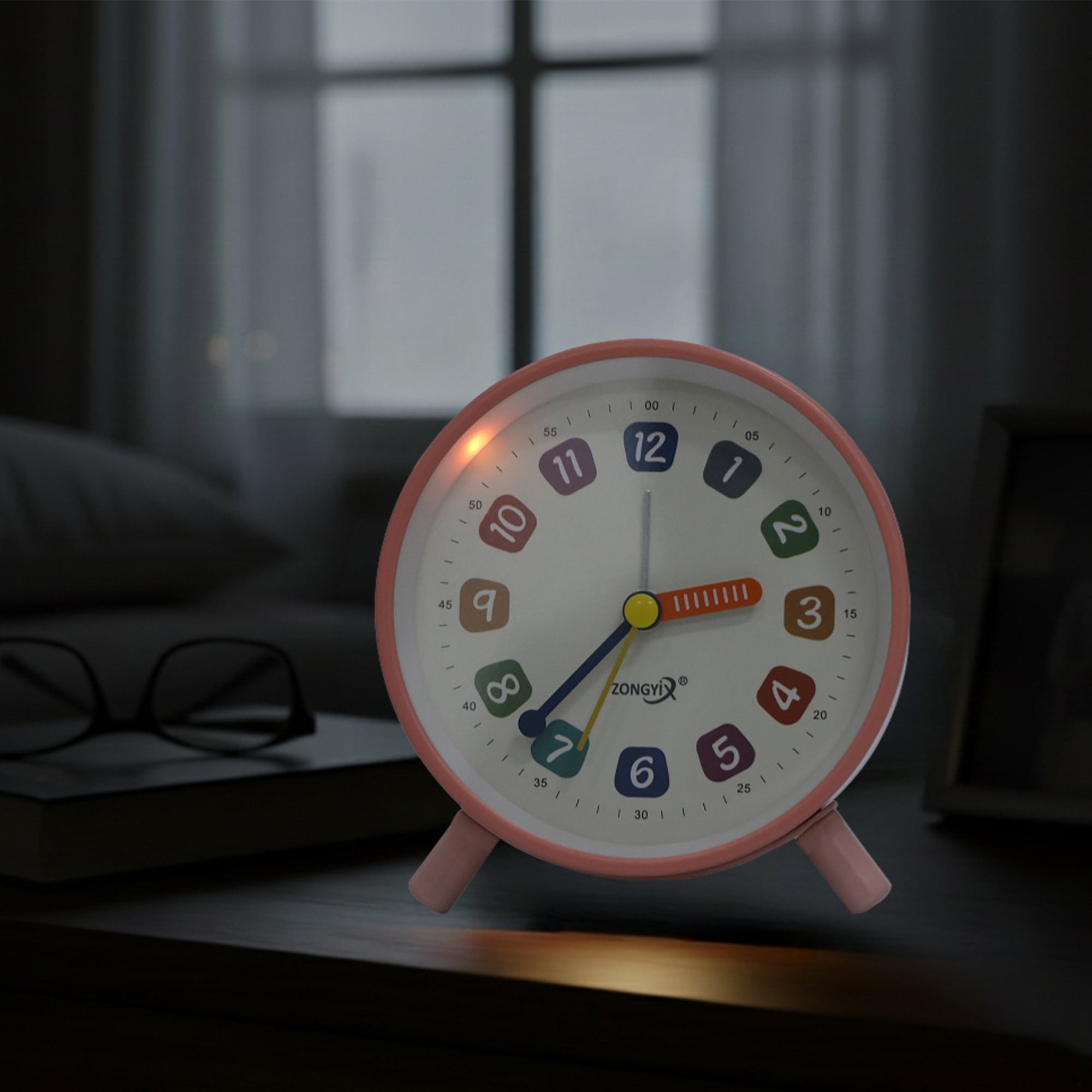 Unique Bargains Silent Operation Mechanical Alarm Clock Purple 3.7"L x 1.7"W x 4.1"H