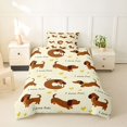 thumbnail image 2 of Homewish Cartoon Dachshund Animal Twin Duvet Cover,I Love Pets Print Twin Bedding,Yellow,Polkadot Reversible,2-Piece,1 Duvet Cover and 1 Pillowcase, 2 of 6