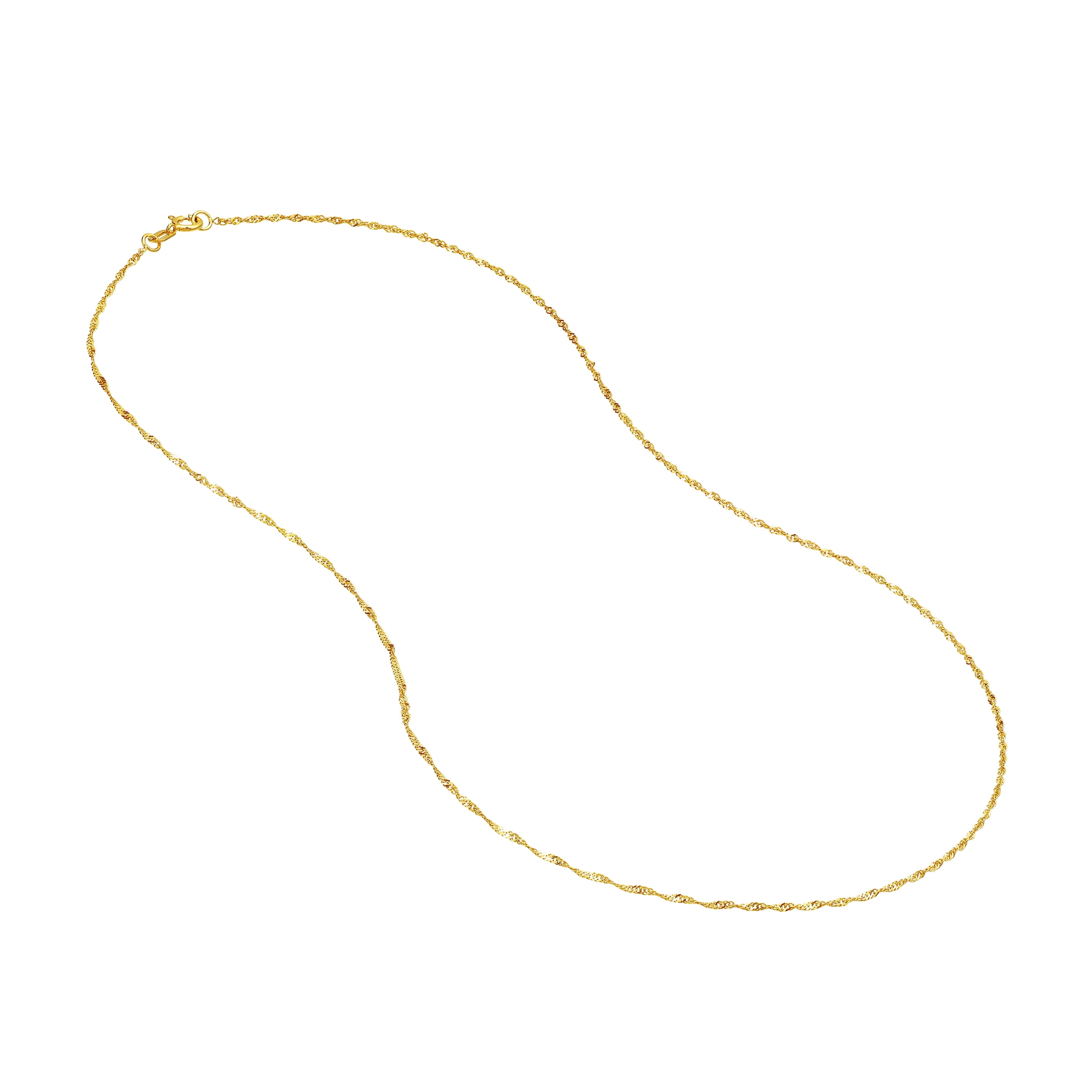 10K Yellow Gold 18" 1.15mm Singapore Chain Necklace w/ Spring Ring - Women