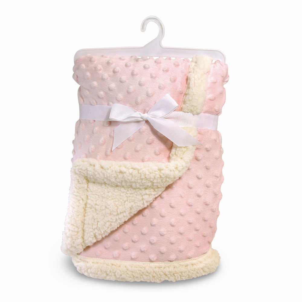 Pink Bumpy Plush & Sherpa Baby Blanket