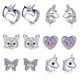 thumbnail image 1 of Nuevos aretes unicornio gato amor corazón arcoíris, accesorios para niños aretes, 8 pares de estilos diferentes TUNC Sencillez, 1 of 5