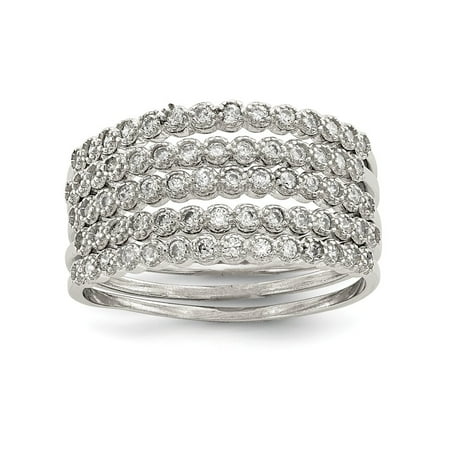 - Sterling Silver Stackable Set of 5 CZ Rings, Size 7