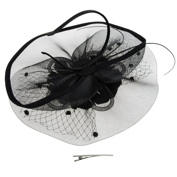 OUNONA  Mesh Hair Accessories Head Ribbon Toppers Decoration Bride Black