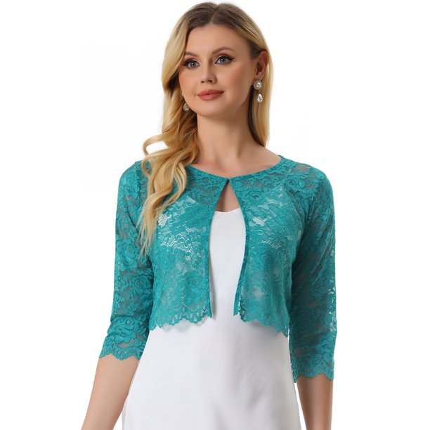 Dde San Patricio Cárdigan Elegante De Bolero De ManLarTop De Encaje Floral Transparente PaMujer Verde MalaquiXL