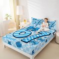thumbnail image 2 of Manfei Six Seven Number Bow Fitted Sheet Queen,Blue Heart Stars Bedding,3-Piece,1 Fitted Sheet and 2 Pillowcases, 2 of 6