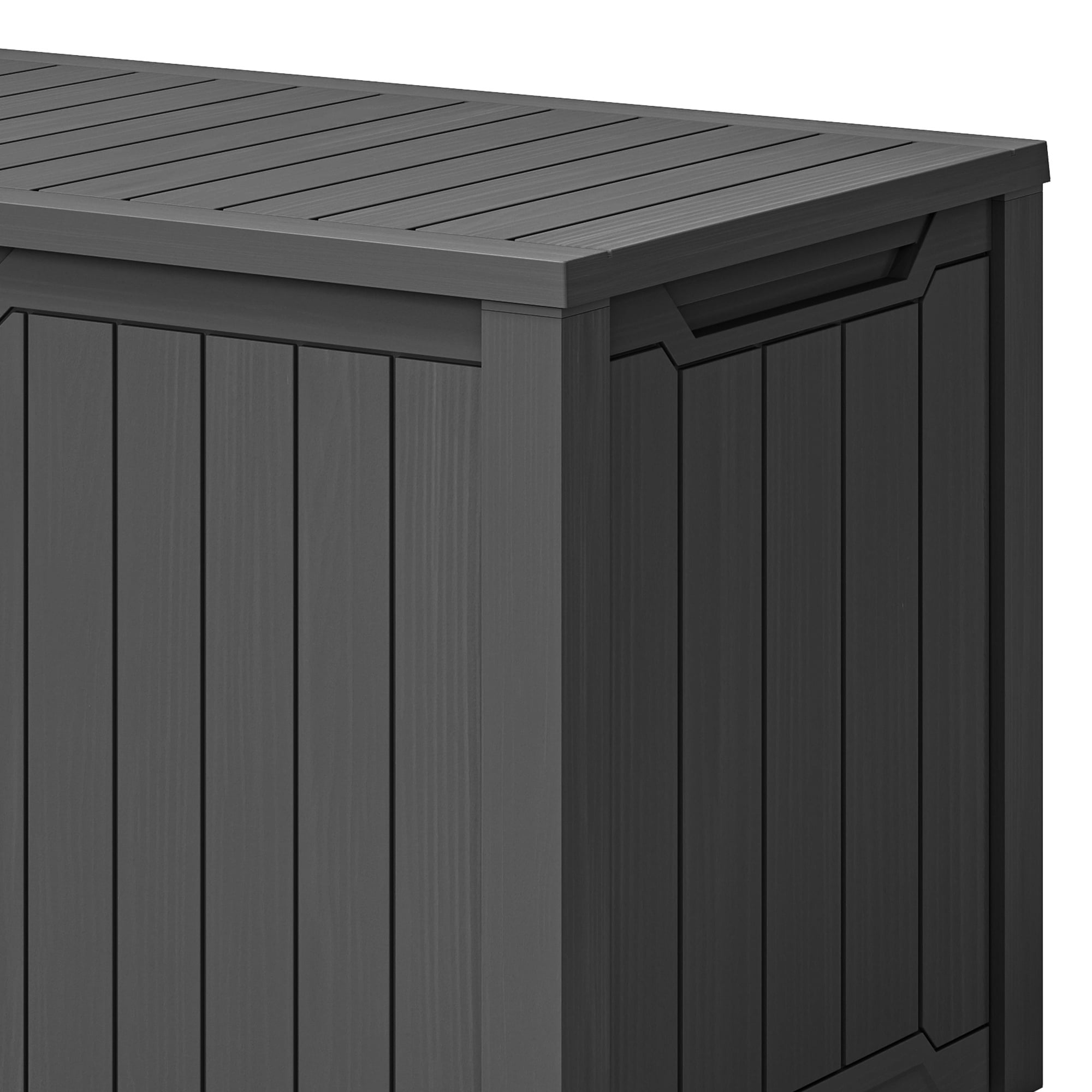 Uforic 240 Gallon XXL Lockable Resin Outdoor Deck Box, Weather Resistant Storage Container, Dark Gray