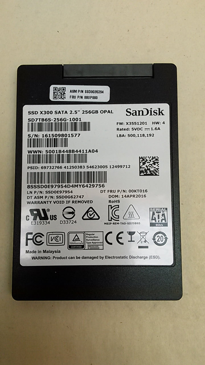 Pre-Owned SanDisk X300 SD7TB6S-256G 256 GB 2.5 in SATA III Solid State Drive (Good)