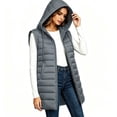 thumbnail image 5 of Longline Vest for Women Hooded Zip Front Sleeveless Cozy Fall Winter Vest, 5 of 8