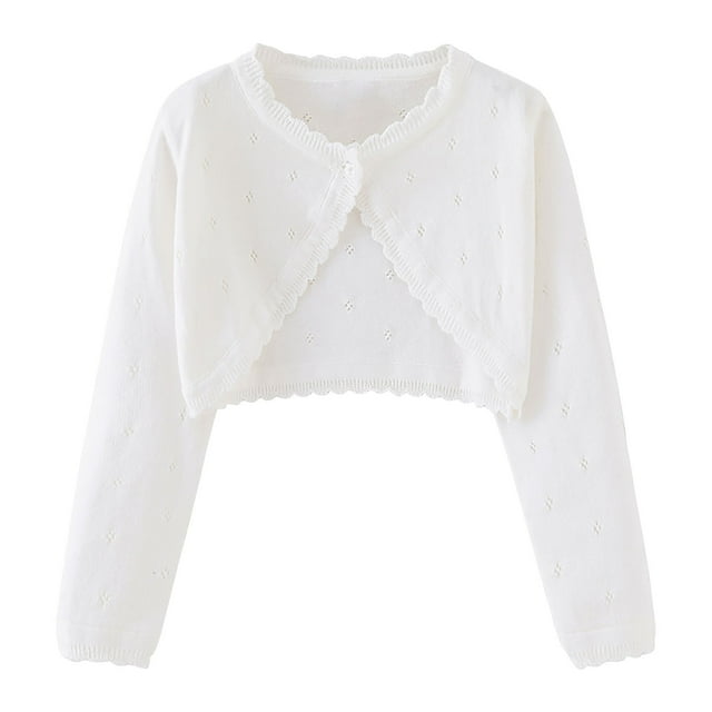 zbxnLI Toddler Girls Bolero Cardigans Lightweight Long Sleeve Knit Open Front Cropped Cardigan Sweaters
