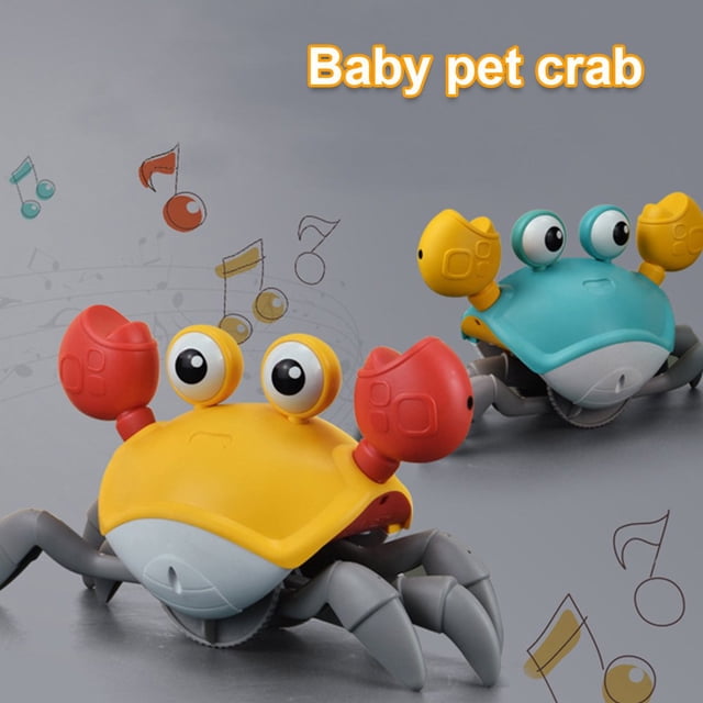 Infrared Induction Crab Crawling Toy with with Music Light Effect USB Rechargeable Crab Toy with Sensor Obstacle Avoidance Function Electric Crab Moving Toy for Boys Girls Ages 18 Months+