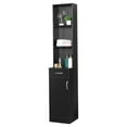 thumbnail image 5 of IVV Freestanding Tall Storage Cabinet with 1 Door, 1 Drawer & 3 Open Shelves – Black MDF Floor Cabinet for Bathroom & Home – 13.38"L x 12.29"W x 70.79"H, 5 of 7