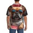 thumbnail image 3 of Pofeuu French Bulldog In Sunglasses Print Mens Casual Short Sleeve Shirts Beach Summer Spread Collar Pocket Tops Men's Casual Short-sleeved Shirt-XX-Large, 3 of 5