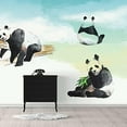 thumbnail image 3 of IDEA4WALL 6pcs Watercolor Panda Peel and Stick Wallpaper Removable Wall Murals Large Wall Stickers for Home Decoration, 100"x24", 3 of 5
