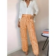 thumbnail image 4 of Conjunto de Dos Piezas para Mujer, con Estampado Geométrico, Pantalones de Cintura Alta y Camisa Sencilla. Color Naranja XXL, 4 of 7