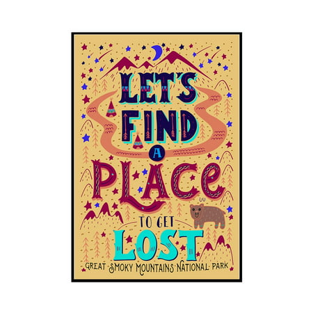 Great Smoky Mountains National Park, Tennessee - Let's Find a Place to Get Lost - Lantern Press Artwork (12x18 Framed Gallery Wrapped Stretched (Best Place To Get A One Piece Bathing Suit)
