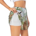 thumbnail image 3 of Lsque Watercolor African Animals Wildlife Printed Women's Running Shorts with Liner Pockets,Elastic Quick Dry Workout Athletic Gym Yoga Shorts,Womens High Waist Shorts-X-Large, 3 of 9