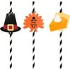 Way to Celebrate Thanksgiving Paper Straws with Cutouts, 12 ct