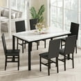 thumbnail image 4 of Baxluxe Dining Table Set for 6, Rectangle Faux Marble Kitchen Table and Chairs Set, 7 Pieces Dining Table with 6 PU Leather Dining Chairs, 6-Person Dining Room Set for Large Family, White+Black, 4 of 9