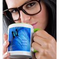 thumbnail image 2 of 3drose, Butterfly on Blue Feathers, 15oz Two-tone Green Mug, 2 of 6