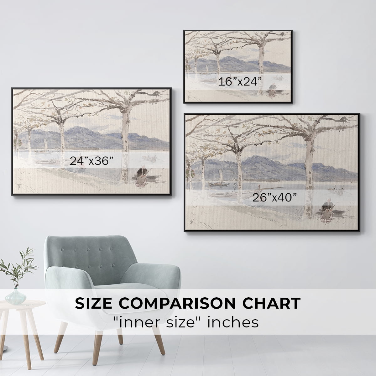 Vintage Landscape-CCCLXXXV By Wexford Home Framed in Black Wood Gallery Wrapped Canvas 25 in. x 37 in.