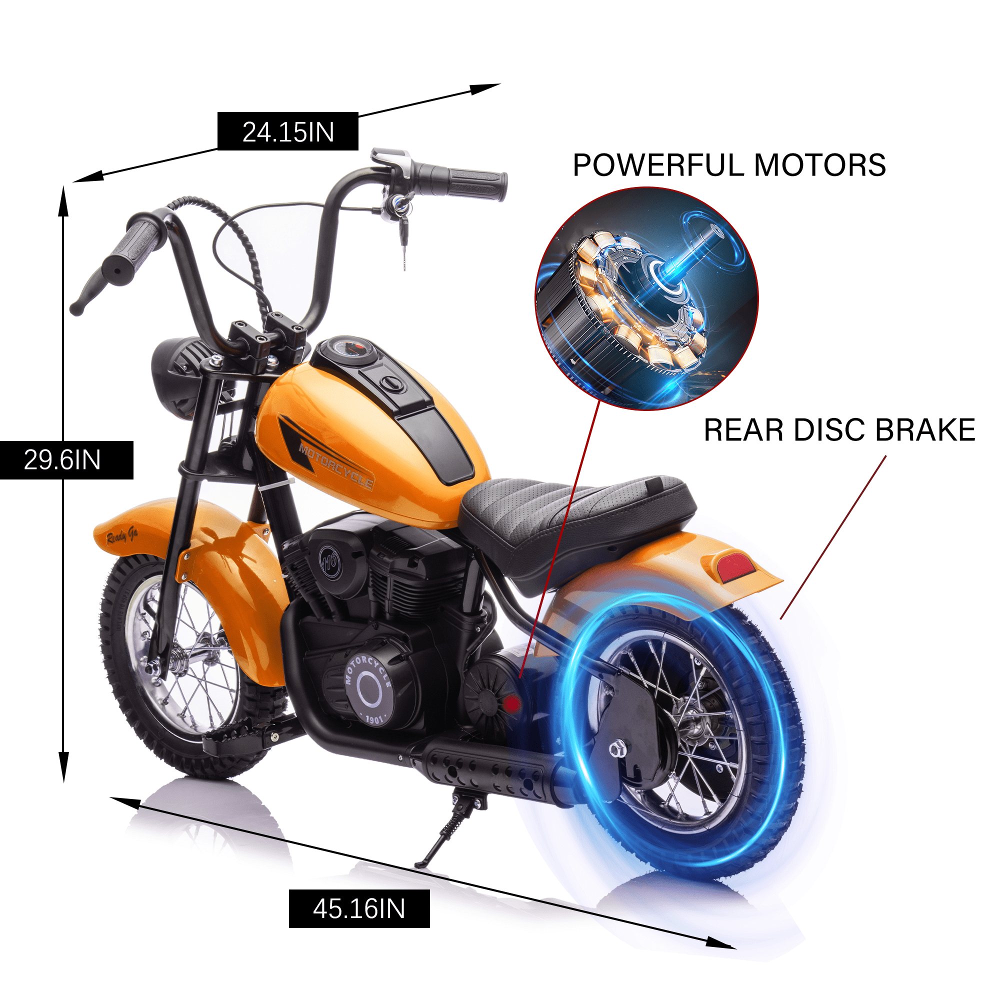 JoyWheels 24V Electric Dirt Bike, 250W Ride on Toy Motorcycle for kids,14mph, Age 13+,Orange