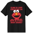 thumbnail image 7 of Sesame Street Elmo Is Just Checking In! Crew Neck Short Sleeve Men's Black T-shirt-Small, 7 of 7
