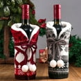 thumbnail image 3 of Funda tejida Injueey para botella de vino pajarita manga de encaje Navidad rojo, 3 of 6