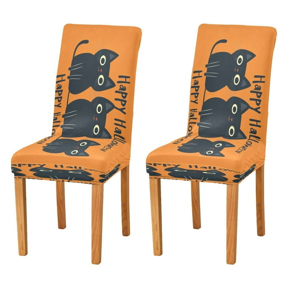 BZSMCE Chairs Slipcovers Dining Chair Covers Halloween Black Cats Creative Pattern