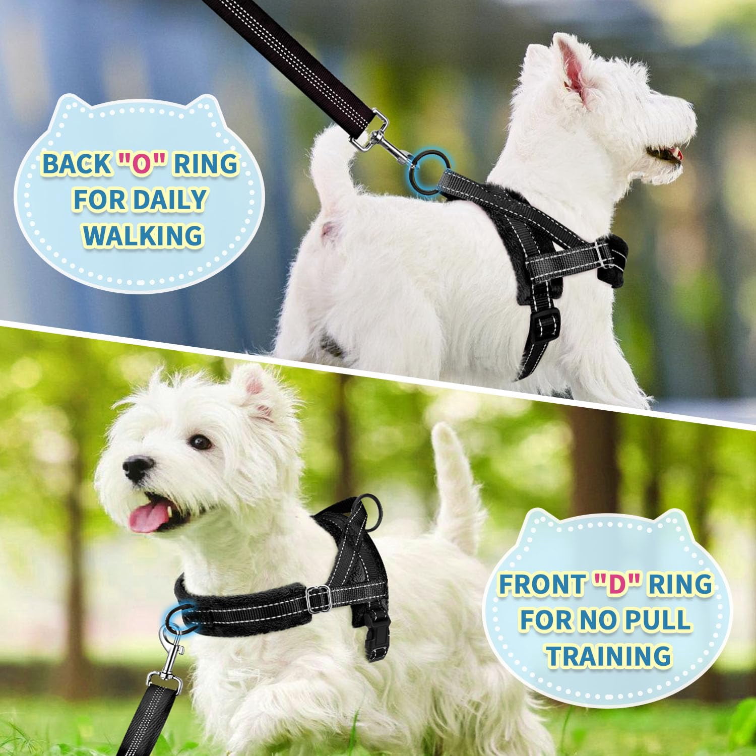 No Pull Small Dog Harness And Leash Set  Puppy Soft Vest Neck & Chest Adjustable Reflective Lightweight Anti-twist Pet Lead Combo For Medium Dogs (black Xs)