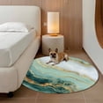 thumbnail image 2 of Sage Green Golden Marble Round Area Rug 5Ft Washable Circle Rugs for Living Room Bedroom, Modern Abstract Art Marble Crack Non-Slip Carpet Floor Mats Indoor Outdoor Carpet Runner Aesthetic Home Decor, 2 of 8