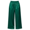 thumbnail image 6 of Tqcoqu Women's Satin Wide Leg Pajama Pants,Elastic High Waist Side Pockets Silky Loungewear Sleep Trousers,Green Women's S-XXXL, 6 of 7