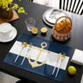 thumbnail image 3 of Yellow Anchor Nautical Placemats Set of 4, Navy Blue White Striped Placemats for Dining Table, Place Mats for Kitchen Tabletop, Waterproof Wipeable Dining Table Mats Set, 3 of 9