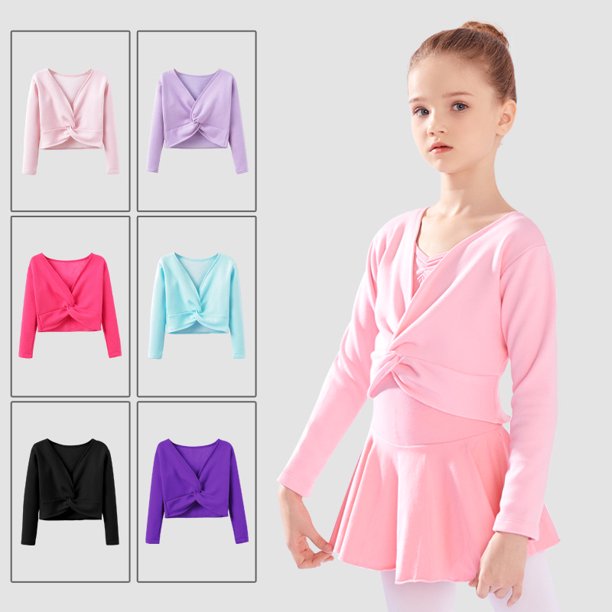 Ropa de baile para niños Ropa de práctica para niñas Otoño e invierno Suéter grueso Abrigo Chaleco chal con forro polar de manga larga