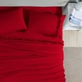 thumbnail image 3 of 4 Piece Ruffle Sheet Set, 2" Inch Ruffle Hem On Flat Sheet, 26 Inch Deep Pocket, 100% Egyptian Cotton, 800 TC, Twin Size, Solid Blood Red, 3 of 4